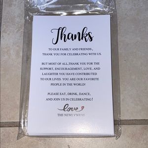 30 Wedding Napkin Thank you cards
